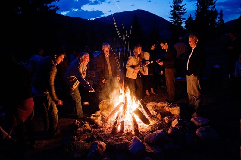 Bonfire group around a bonfire